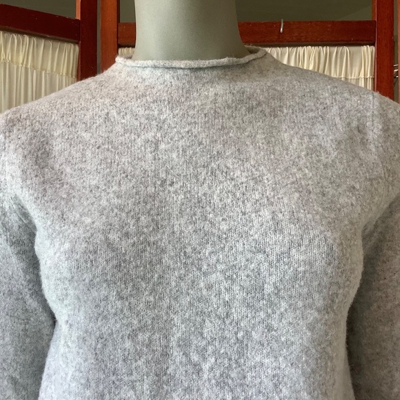 MNG Womens Gray Sweater Acrylic Wool Rolled Edge Neckline Size S - Picture 3 of 8